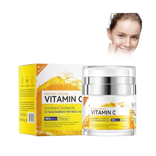 Crème blanchissante, crème vitaminée, crème éclaircissante à la vitamine C, crème anti-taches de rousseur, crème de nuit hydr