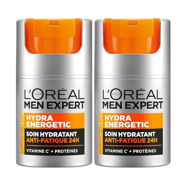 LOréal Men Expert - Soin Hydratant Anti-Fatigue 24H pour Homme - Hydrate & Illumine - Concentré en Vitamine C Pure 10% - Usa