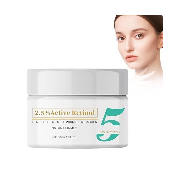 30ml Retinol Cream Moisturizer, Crème Visage Hydratante au Rétinol 2,5% et Acide Hyaluronique, Anti Ride, Anti Age, Unifie le