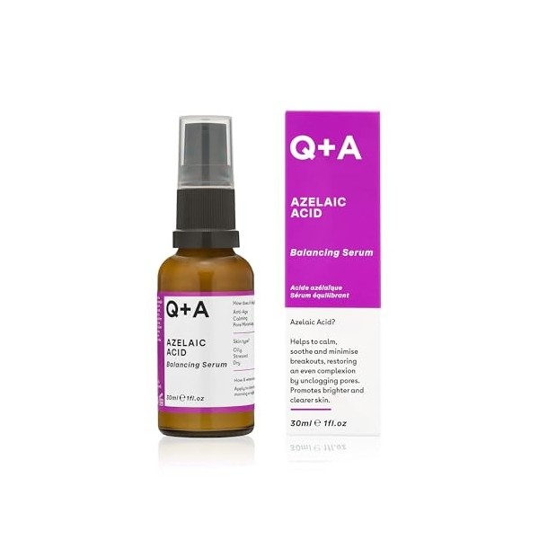 Q+A Azelaic Acid Balancing Serum, Containing Pore Minimising Zinc PCA and Antioxidants for Fresher and Smoother Skin, 30ml Cr...