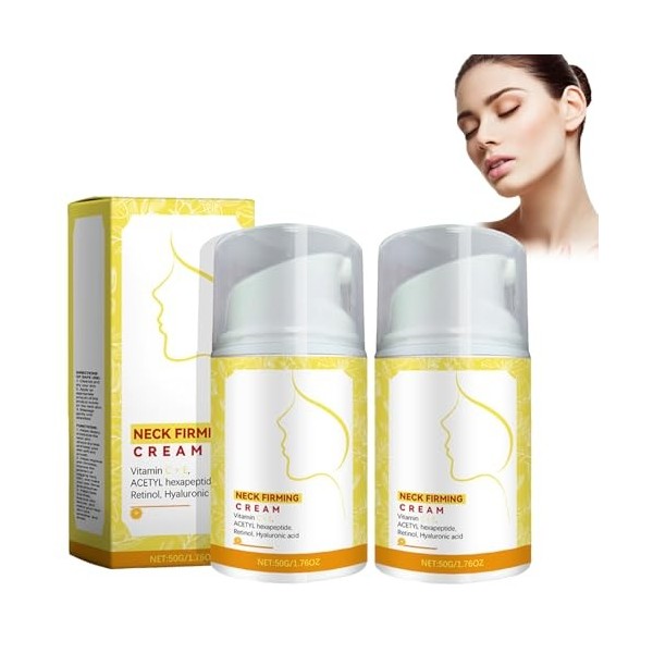 Crème Hydratante Pour Le Cou à Base De Rétinol - 2 Pièces - Enrichie En Acide Hyaluronique Pour Raffermir La Peau, Réduire Le