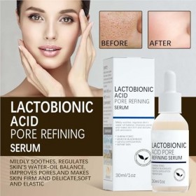 Sérum raffinage des pores avec acide lactobionique, sérum raffinage des pores, formule douce, nettoie les pores, rétrécit les
