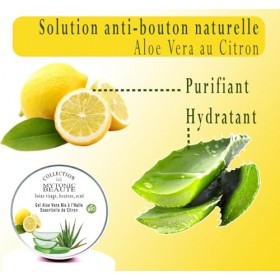 Gel dAloe Vera Bio au Citron - Hydratation et Vitalité - Aloe Vera Anti-Acné, bouton, éclaircissant, purifiant, antibactérie ...