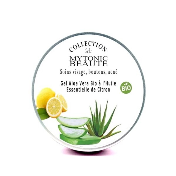 Gel dAloe Vera Bio au Citron - Hydratation et Vitalité - Aloe Vera Anti-Acné, bouton, éclaircissant, purifiant, antibactérie ...