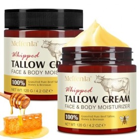 Beef Tallow for Skin, Suif de Bœuf Biologique 100% Naturel Nourri à lherbe, Tallow and Honey Balm, Soins de la Peau au Suif 