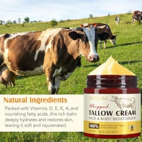 Beef Tallow for Skin, Suif de Bœuf Biologique 100% Naturel Nourri à lherbe, Tallow and Honey Balm, Soins de la Peau au Suif 