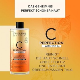 Eveline Cosmetics C-Perfectio Fluide Micellaire Hydratant Révolutionnaire pour Tous Types de Peaux, Même Sensibles, avec Vita
