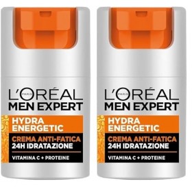 LOREAL MEN EXPERT HYDRA ENERGETIC - Crème Hydratant Anti-Fatigue Longue Durée - 50ml Lot de 2 Crème Jour et Nuit