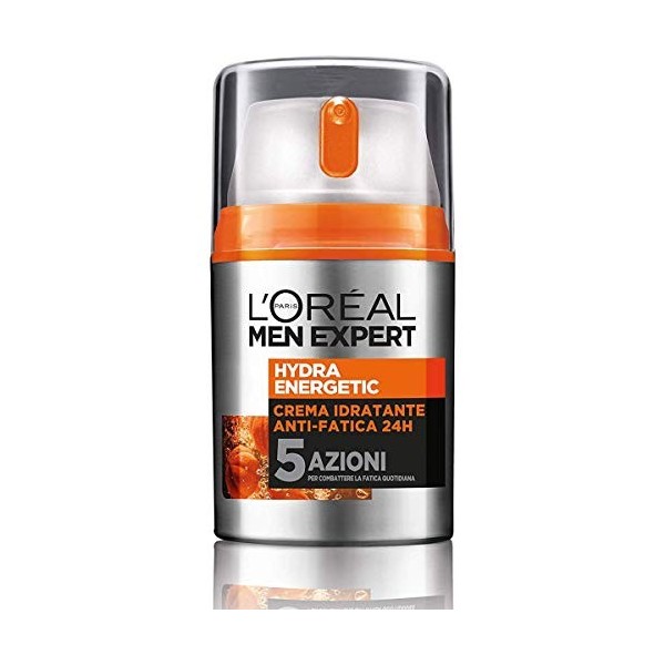 LOREAL MEN EXPERT HYDRA ENERGETIC - Crème Hydratant Anti-Fatigue Longue Durée - 50ml Lot de 2 Crème Jour et Nuit