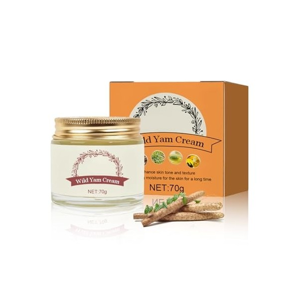 Wild Yam Cream Organic pour Équilibre Hormonal, Skin Moisturizer, Crème Hydratante Visage, Crème Digname Sauvage, Crème Répa