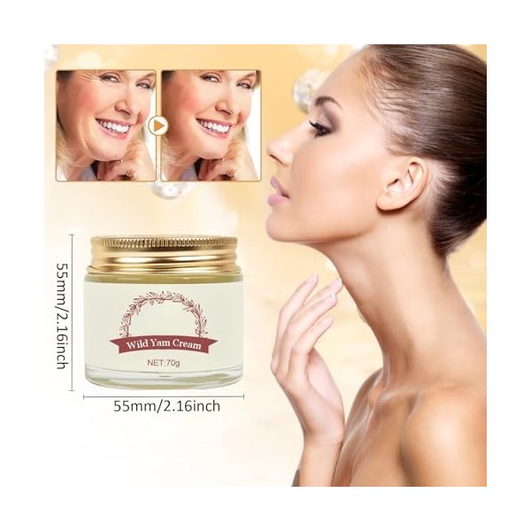 Wild Yam Cream Organic pour Équilibre Hormonal, Skin Moisturizer, Crème Hydratante Visage, Crème Digname Sauvage, Crème Répa