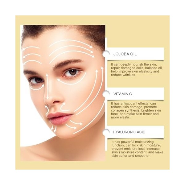 Huile Pour La Visage, Huile De Jojoba Bio, Huile Raffermissante Visage, Laisse La Peau Jeune Et Éclatante, Anti-Ageing Facial