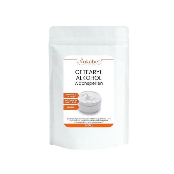 Nakobe Alcool cétéarylique 100 g – Lagent de consistance naturel pour les cosmétiques – Qualité supérieure pour les formulat