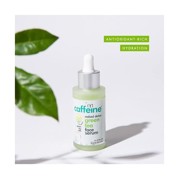 mCaffeine Naked Detox Green Tea Face Serum - Reveals Hydrated, Glowing Skin with Vitamin C - Antioxidant Rich, Quick Absorbin