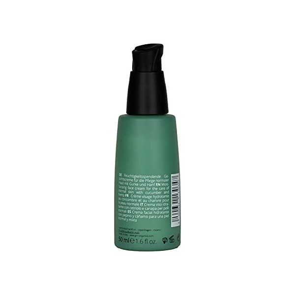 Crème Visage Cosmétiques Bio GRN[Green] Soin Hydratant - Chanvre Biologique et Concombre Biologique - pour Tous les Types de 