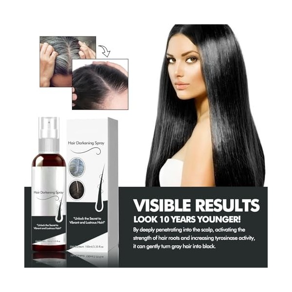 Spray Colorant pour Cheveux Noirs 100ml, Oil for Hair, Laque pour Cheveux Noirs, Teinture Capillaire Rapide, Couvrir les Chev
