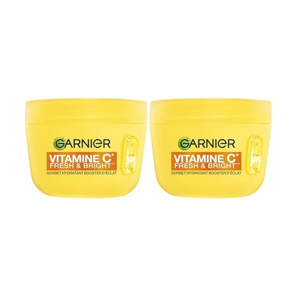 GARNIER - SkinActive Vitamine C - Crème Sorbet Hydratante Boost dEclat Fresh & Bright - Crème Hydratante & Anti-Taches - Uni