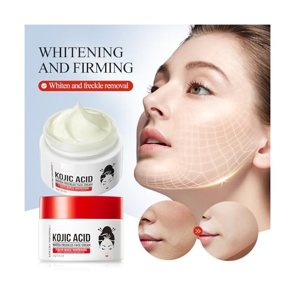 KOAHDE Crème Blanchissante pour le Visage,Crème Blanchissante à LAcide Kojique,Crème Raffermissante pour Lisser les Rides et