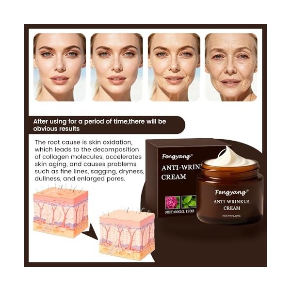 Fengyang® Crème Visage Anti-âge Au Rétinol Luxeveria, Restaure lÉlasticité, Hydratant Visage Raffermissant Et Liftant, pour 