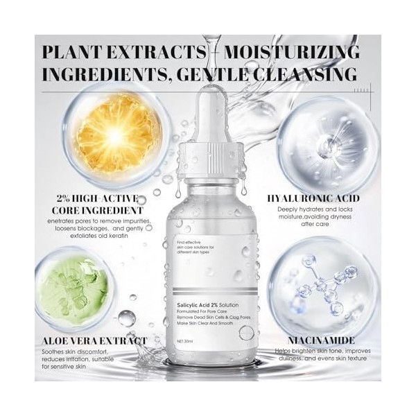 Serum Hydratant Visage, Serums Anti Imperfection, serum Visage, Hydratante et Nourrissante, Convient Aux Peaux Mixtes à Grass