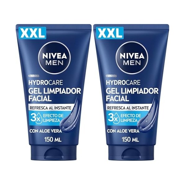 NIVEA MEN - Gel Nettoyant Visage Quotidien - Peau Rafraîchie Instantanément - Hydrocare - XXL - Aloe Vera & Pro-Vitamin B5-3 ...