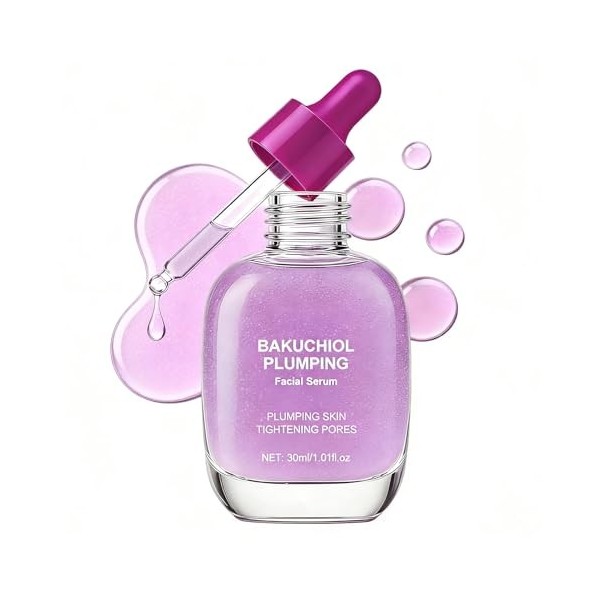 Bakuchiol Plumping Serum, Bakuchiol Serum Visage, Retinol Alternative, serum Hydratant Visage with Ceramide, Atténue les Ridu