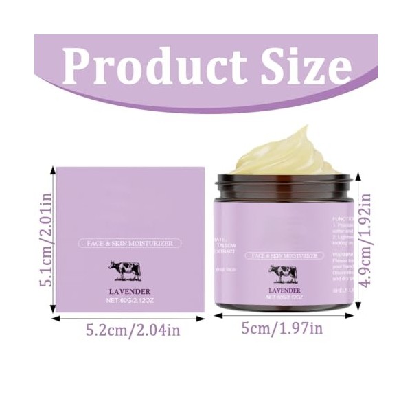 Teegxddy Beef Tallow Crème,Saveur lavande pour le Visage et le Corps, Rend la Peau Douce et Hydratée,Soin Naturel de la Peau