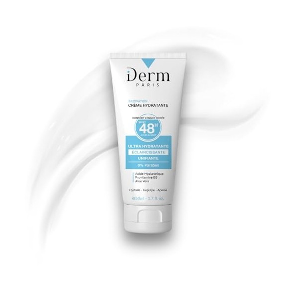 iDerm Paris - Crème Ultra-Hydratante 48H - Apaisante, Anti-Irritation, Anti-Ridules - Acide Hyaluronique, Provitamine B5, Alo