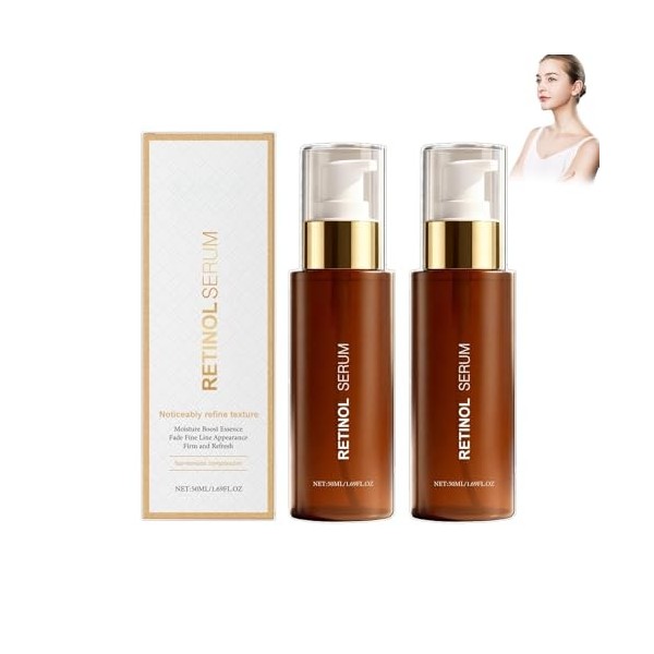 Sérum Visage aux Rétinols Anti-Âge Raffermissant, Soin Éclaircissant pour Teint Uniforme, Adapté aux Peaux Matures, Sérum de 