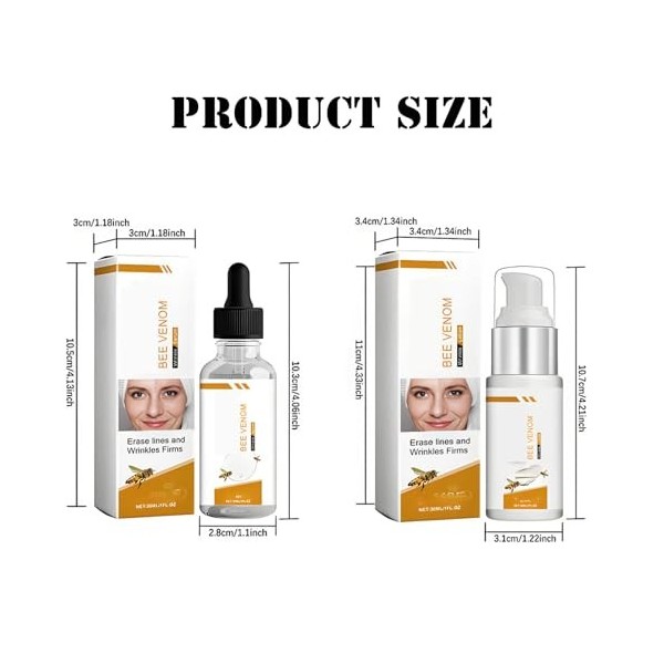 Sérum Raffermissant Au Venin Dabeille 2 Pièces Venin Dabeille Anti-rides Hydratant Peau Ferme Réduire Les Ridules Venin Da