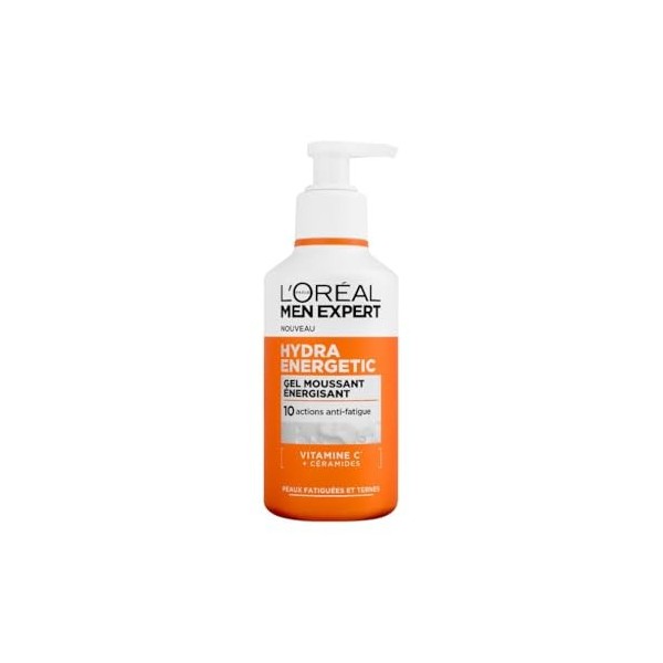 LOréal Paris Men Expert - Gel Nettoyant Énergisant Hydra Energetic - Réduit 10 Signes de Fatigue - Concentré en Vitamine C e