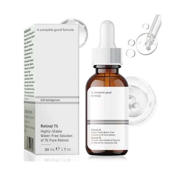 Retinol Serum Visage, Serum Retinol 1%, Serum Visage Anti Age, Serum Retinol Visage, Réduit Efficacement les Ridules et les S