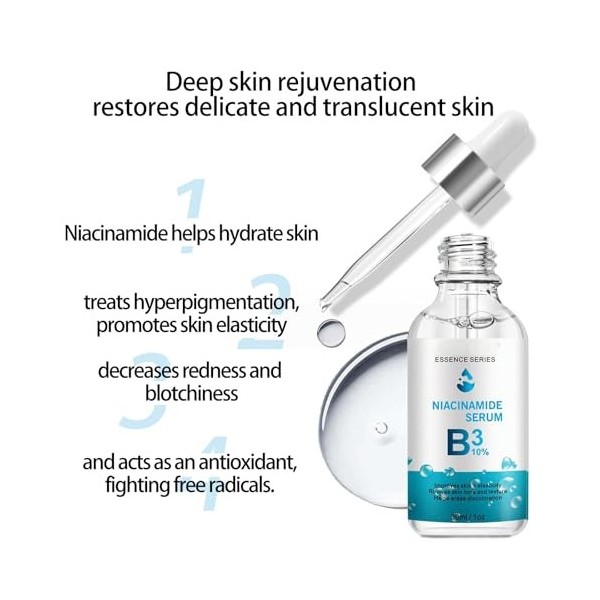 Sérum Niacinamide Et Vitamine B3 Pour Une Peau Éclatante Et Lumineuse, Minimisant LApparence Des Pores, Équilibre Parfait De