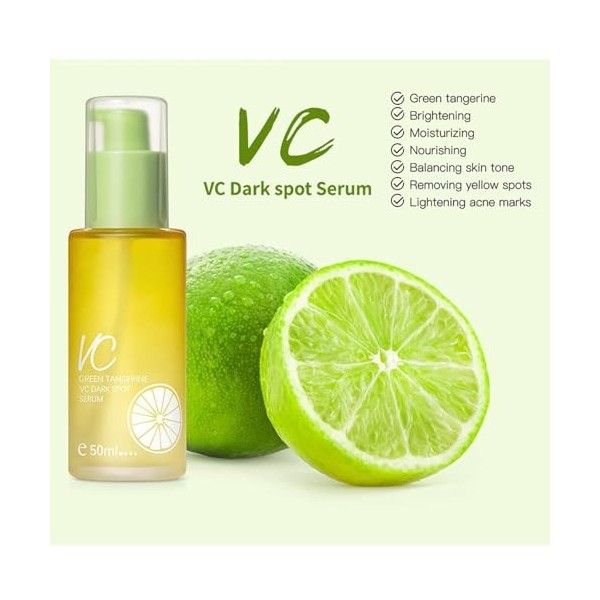 Sérum Visage VC à lExtrait dOrange Naturel, Sérum Antioxydant pour une Peau Radieuse et Lisse, Atténue les Rides et Lignes