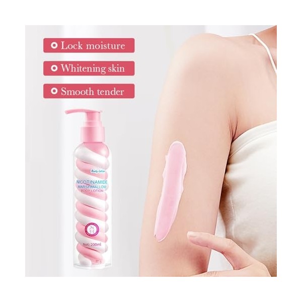 Lotion corporelle hydratante pour barbe à papa 200 ml, lait corporel rose, texture légère qui donne à la peau, lait corporel 