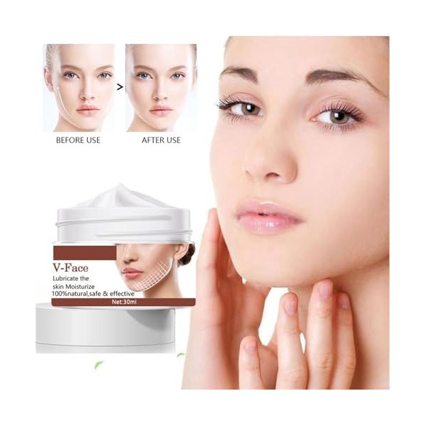 Crème Visage En Forme De V,Crème Raffermissante Double Menton,Lutter Contre Le Relâchement Cutané Du Visage,Éclat Radieux Et ...