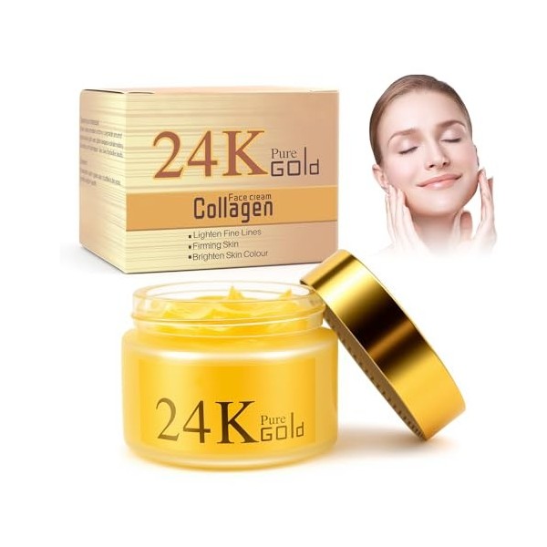 Crème au pour le Visage,Creme Hydratante Visage,Crème Anti Rides Doré,Renforce la Barrière dhydratation de la Peau pour un T