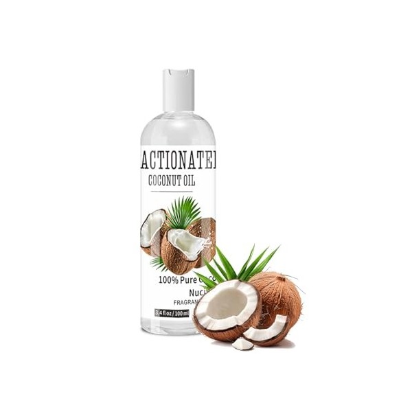 Virecose Huile de Coco Liquide 110ml, Coconut Oil, Huile de Coco Naturelle pour Favorise Croissance des Cheveux & Peau Hydrat