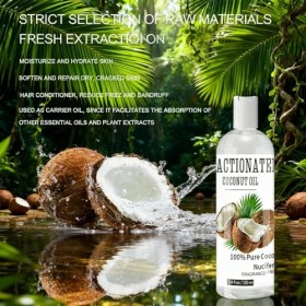 Virecose Huile de Coco Liquide 110ml, Coconut Oil, Huile de Coco Naturelle pour Favorise Croissance des Cheveux & Peau Hydrat