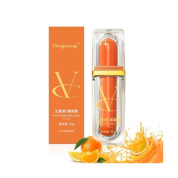 Fengyang® Crème Eclat A La Vitamine C, Crème BB A La Vitamine C, Anti-cernes Hydratant Eclaircissant, Raffermit La Peau, Conv