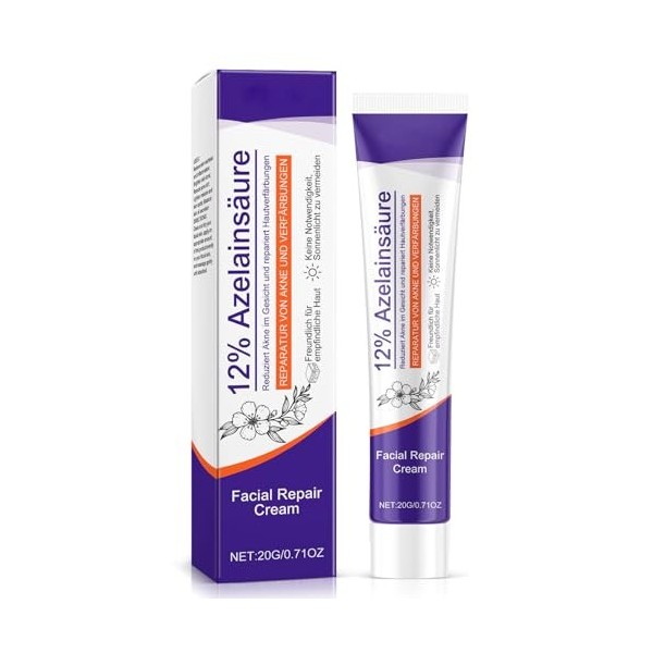 Sérum facial à lacide azélaïque, 12% Sérum dacide azélaïque, Soin facial efficace contre la rosacée, Réduire la pigmentatio