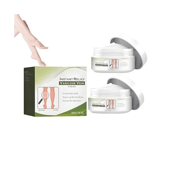 2 Pièces Crème contre les Varicosités, Varicose Vein Repair Cream, Améliore Circulation Soin Jambes Lourdes Relief Veins, Tra