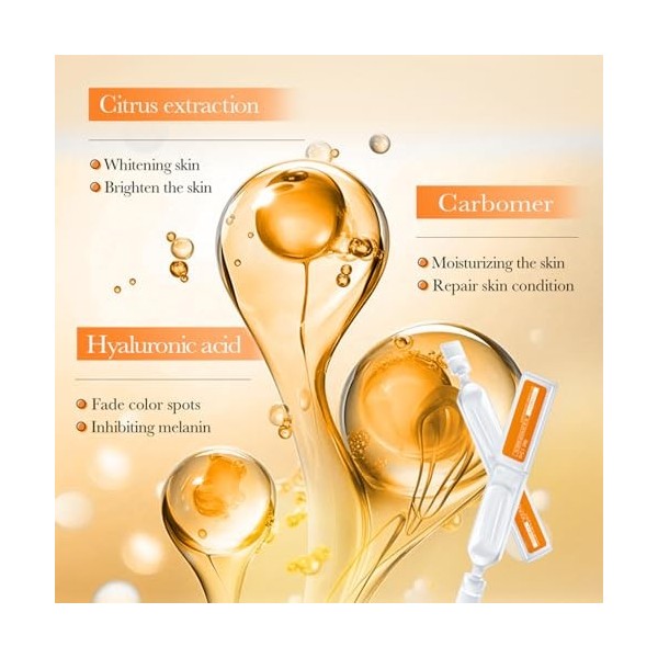 Sérum à la vitamine C - 30 x 1,5 ml - Usage unique - Éclaircissant et hydratant - Antioxydant - Protège la peau - Garde le co