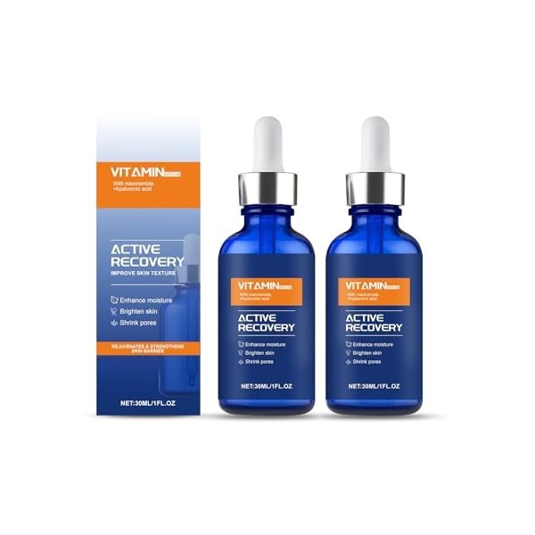 Sérum Vitamin C Visage Haute Efficacité Lot de 2, Éclat Immédiat, Hydratation Intense, Antioxydant Puissant, Lissage Des Ride