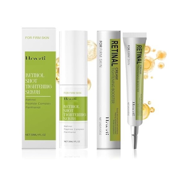 2 Pièces Retinol Shot Sérum, Retinol Tightening Booster, Crème Sérum Raffermissante au Rétinol, Rétrécit les Pores, Réduit le