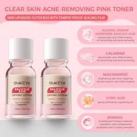 OUKEYA 2 x 10ml Lotion Visage Apaisante & Matifiante au Complexe Minéral et Niacinamide - Pour Peaux à Imperfections et Pores