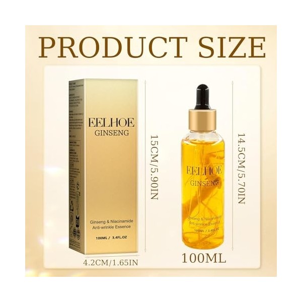 Serum Visage de Ginseng 100ML,Huile Visage,Serum Hydratant Visage,Ginseng Polypeptide Anti-ageing Essence Sérum,Sérum Rafferm