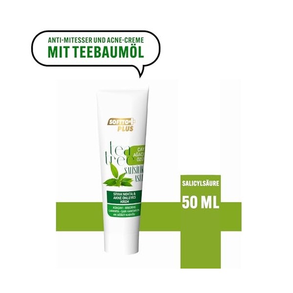 Softto+Plus Tea Tree Crème anti-taches et anti-acné – Soin efficace pour une peau lisse