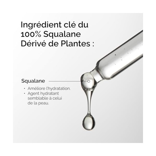 The Ordinary 100% Squalane Dérivé de Plantes, pour la peau et les cheveux, hydratation légère et protection de la barrière d