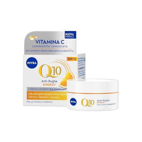 NIVEA Q10 Anti-Falten-Energy Aufhellende Tagescreme LSF 15, 50 ml, crème pour le visage anti-chute, crème pour le visage éner